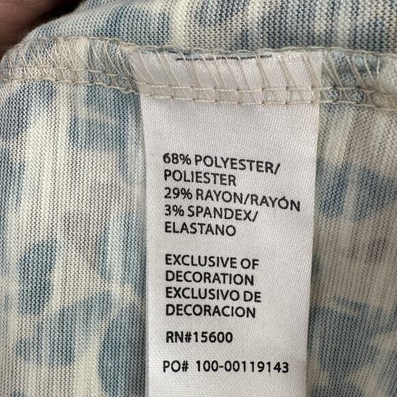 New Democracy Wide V-Neck Floral Camo Print Shirt Plus Sz 1X Teal Mocha - Picture 7 of 7